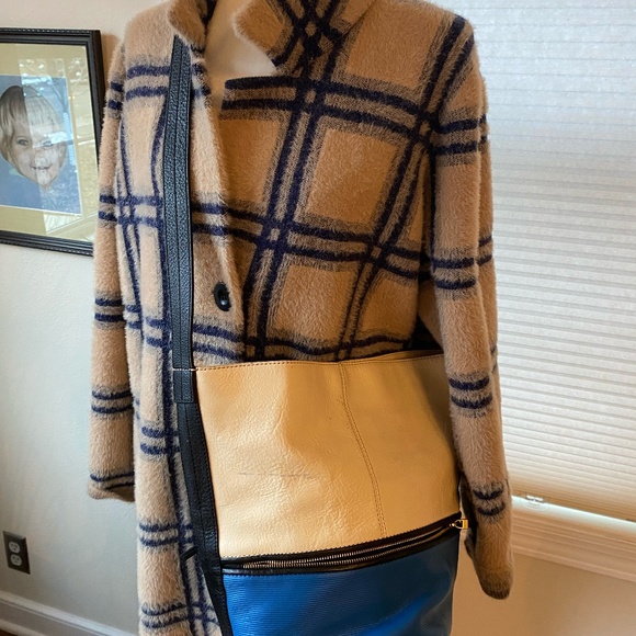 Large HARE AND HART BLUE AND CREAM BUCKET BAG - Picture 1 of 6